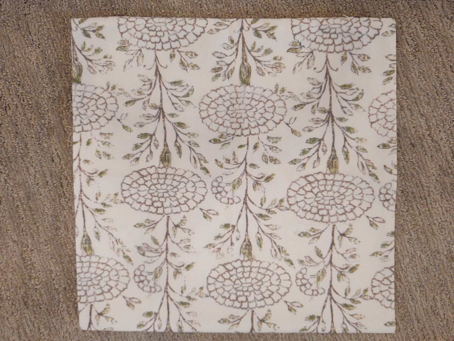 Green and Brown Floral Pillow Cover