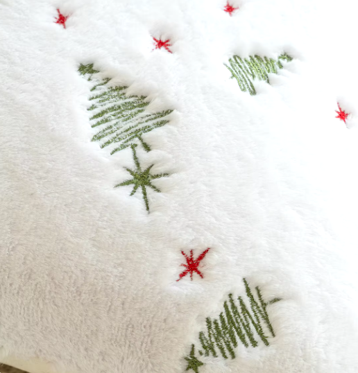 Christmas Tree Embroidered Pillow Cover