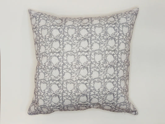 Gray Floral Pillow Cover