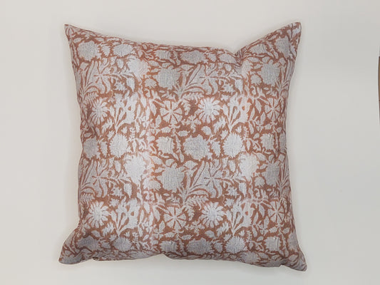 Brown and Gray Floral Pillow Cover