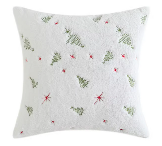 Christmas Tree Embroidered Pillow Cover