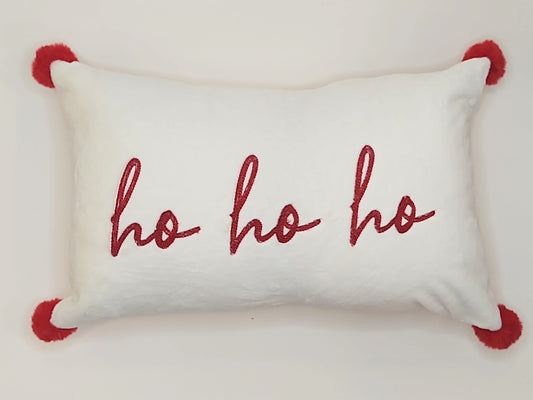 Red and White Ho Ho Ho Pillow Cover