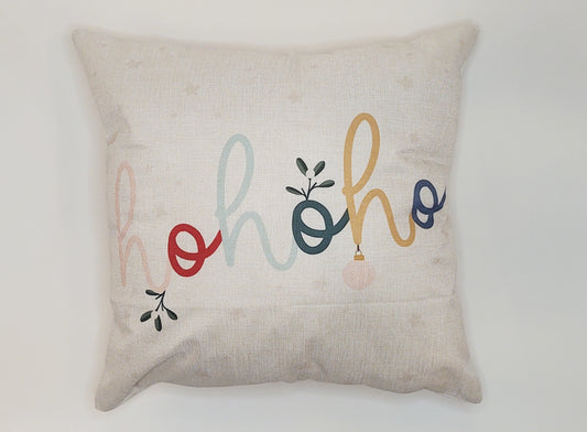 Multi-Colored Ho Ho Ho Pillow Cover